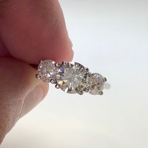 3 Stone Moissanite Ring Size 8 Gold Plated